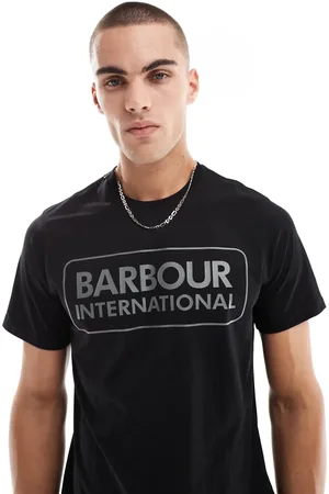 Barbour – Essential – Schwarzes T-Shirt mit großem Logo