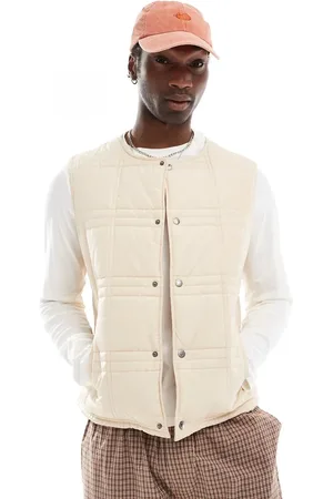 Native Youth – Gepolsterte Karo-Steppweste in Creme