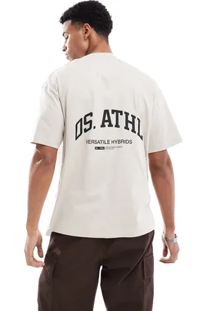 Only & Sons – T-Shirt in Beige mit Athletik-Print