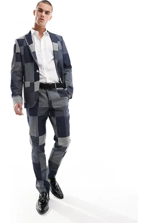 Twisted Tailor – Anzughose mit Denim-Patchwork-Design, Kombiteil