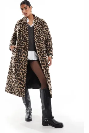 Stradivarius – Longline-Mantel mit Leopardenmuster