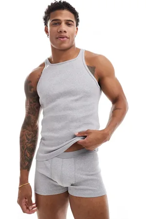 ASOS – Geripptes Unterwäsche-Set in meliert mit Trägertop und Unterhose
