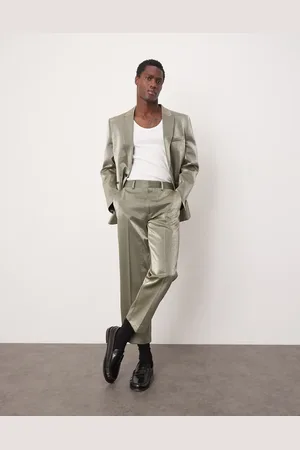 ASOS – Gerade und kurz geschnittene Anzughose in Metallic