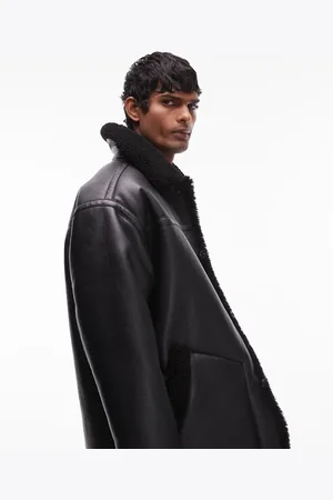 Topman – Jacke aus Lammfellimitat in mit Lammfellkragen