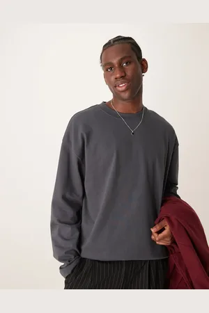 ASOS – Langärmliges Oversize-Shirt aus hochwertigem, 300 g/m² schwerem Material in Anthrazit