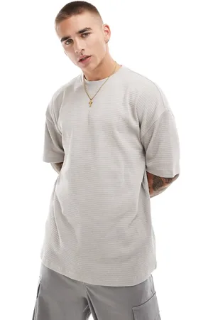 New Look – Strukturiertes Oversize-T-Shirt in Steinbeige