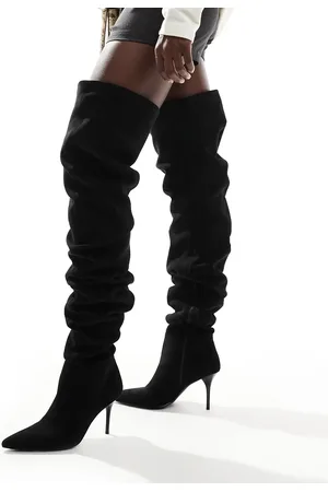 ASOS – Knock – Overknee-Stiefel in mit gerafftem Schaft und Absatz