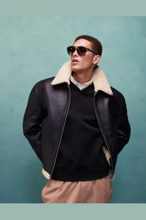 ASOS – Oversize-Pilotenjacke aus Kunstleder in