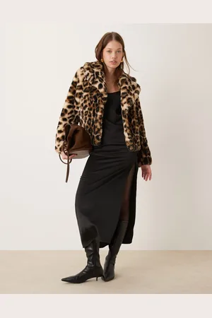 New Look – Kurzmantel aus Kunstpelz mit Animalprint