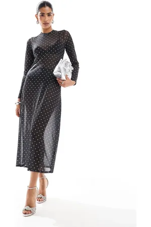 JJXX – Langärmliges Netzstoff-Kleid in gepunktetem mit Punkten