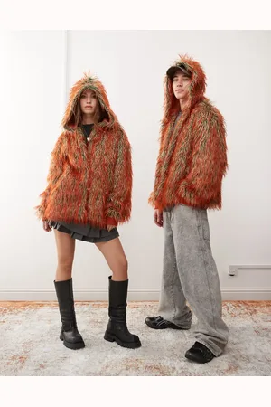 COLLUSION Unisex – Kunstpelz-Schlupfmantel in Orange