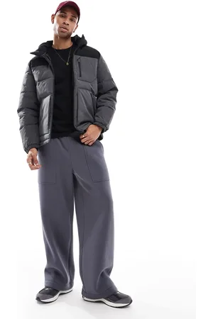 JACK & JONES – Pufferjacke mit Blockfarben-Design in Dunkelgrau und