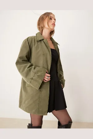 JDY – Utility-Mantel in Khaki mit Steppfutter