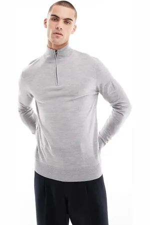 French Connection French Connection – Pullover in Hellgrau mit weicher Haptik und kurzem Reißverschluss