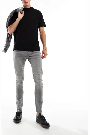 Only & Sons – Schmal geschnittene Karottenjeans in verwaschenem Grau