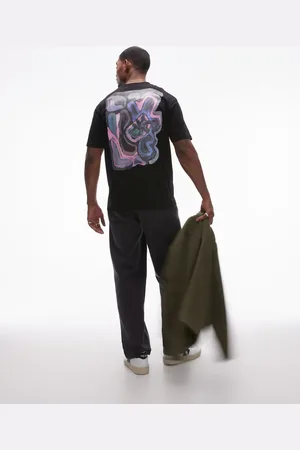 Topman – Oversize-T-Shirt in mit abstraktem, gemaltem Print auf Vorder- und Rückseite
