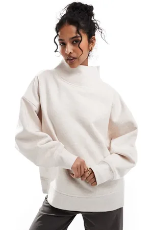 ASOS – Schweres, hochgeschlossenes Sweatshirt in meliertem Hellbeige
