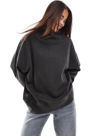 ASOS – Schweres, hochgeschlossenes Sweatshirt in verwaschenem Anthrazit