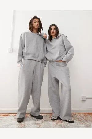 Reclaimed – Weit geschnittene Unisex-Jogginghose aus schwerem Stoff in meliert, Kombiteil