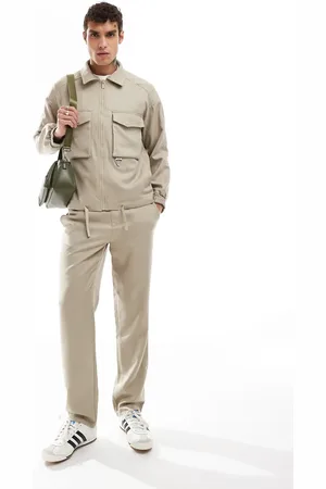 Sixth June – Locker geschnittene Hose in Beige mit elastischem Bund