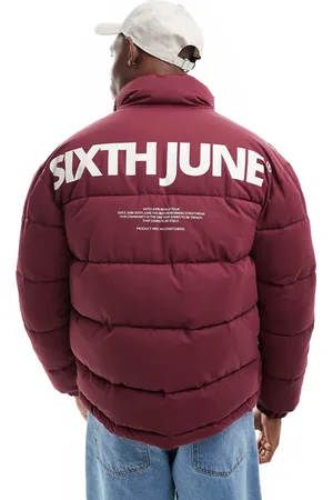 Sixth June – Pufferjacke in Burgunderrot mit Logodetail