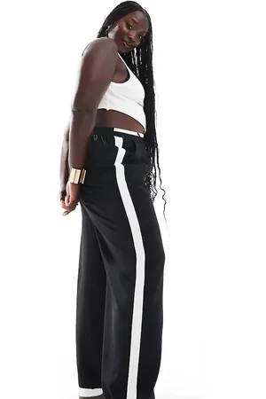 Yours – Weit geschnittene Hose in mit farblich abgesetztem Bund und seitlichem Streifen