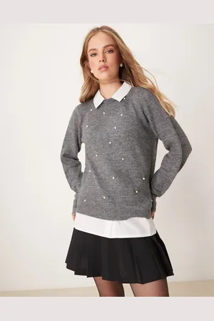 JDY – 2-in-1-Strickpullover in mit Perlendetail