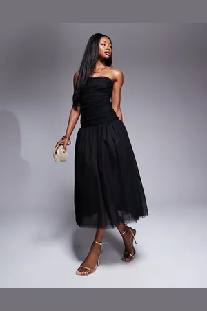 Rare Fashion London – Trägerloses Tüll-Maxikleid in mit tiefer Taille