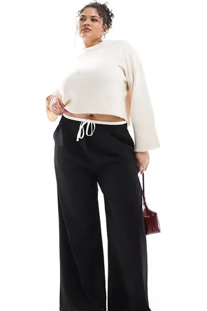 Yours Bershka – Hose in mit weitem Bein und Kontrastbund mit Tunnelzug