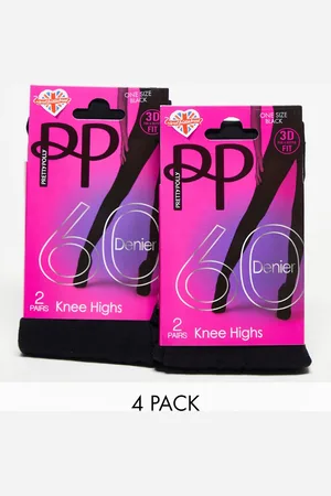 Pretty Polly – 4er-Pack Kniestrümpfe in , 60 Denier