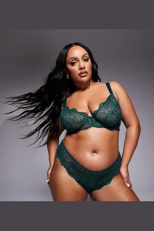 ASOS ASOS DESIGN Curve – Sienna – Brasilianischer Spitzenslip in Tannengrün mit hoher Taille