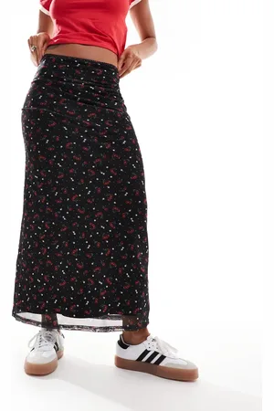 Daisy Street – Maxirock aus Mesh mit Kirschprint