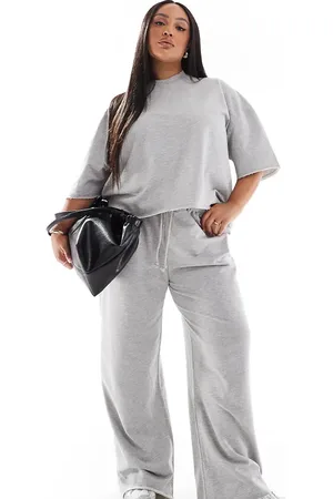 ASOS ASOS DESIGN Curve – Jogginghose in meliertem mit geradem Bein und unverarbeitetem Saum