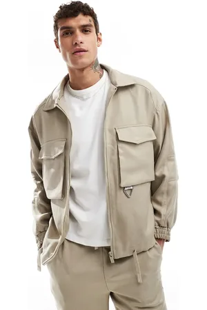 Sixth June – Jacke in Beige mit Vordertaschen und Logodetail, Kombiteil
