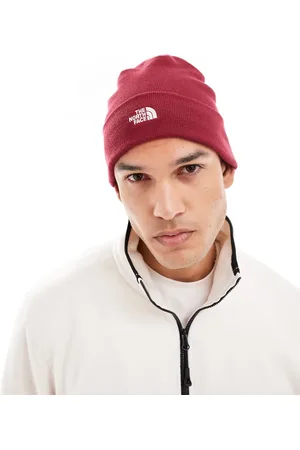 The North Face – Norm – Strickmütze in Burgunderrot mit Logo