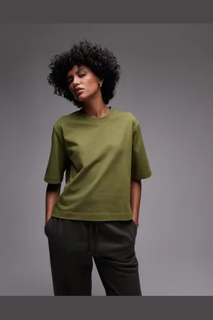 ARKET – Schweres, kastiges T-Shirt in Khakigrün