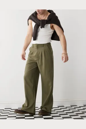 COLLUSION – Elegante Hose in Olivgrün mit lockerem, weitem Schnitt