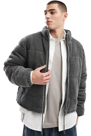ASOS – Pufferjacke aus Cord in mit kurzem Schnitt und Waffelstruktur