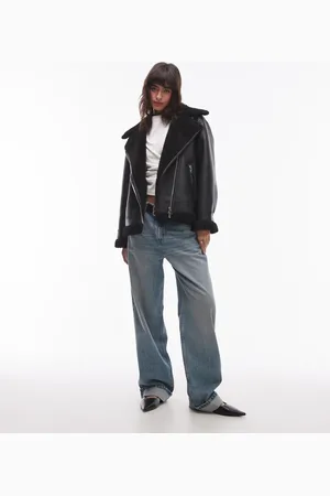 MANGO – Oversize-Pilotenjacke in mit Lammfellbesatz