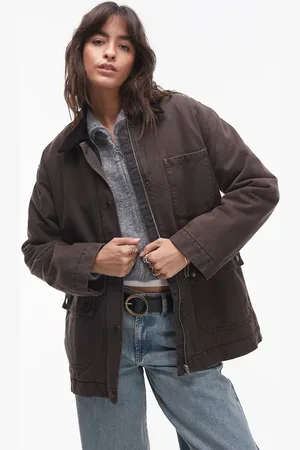 MANGO – Parka in Dunkelrot mit Cord-Kragen