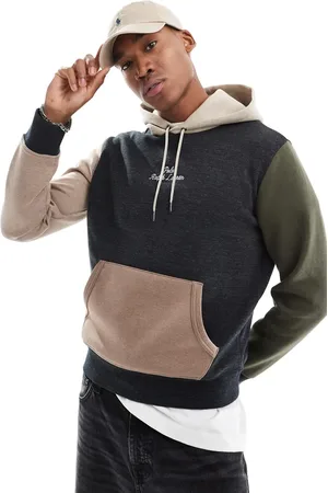 Ralph Lauren – Kapuzenpullover mit Farbblockdesign aus Strick in -Bunt meliert mit zentriertem Logo-Schriftzug