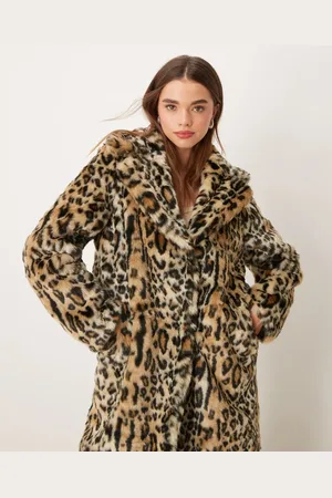 New Look – Mantel aus Kunstpelz mit Leopardenmuster