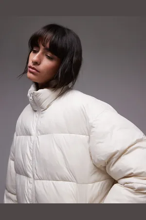 Topshop – Bomber-Pufferjacke in Cremeweiß