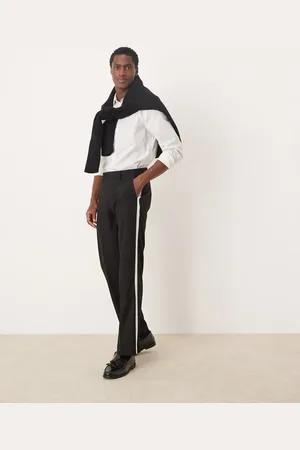 ASOS – Elegante Smoking-Hose in Schwarz mit geradem Bein und weißem seitlichem Streifen