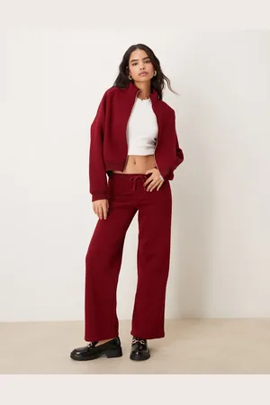 ASOS – Jogginghose mit geradem Schnitt in Burgunderrot, Kombiteil