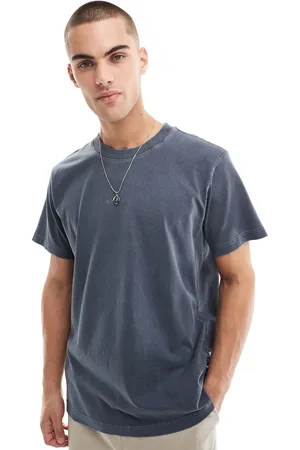 G-Star – Oversize-T-Shirt in überfärbtem Blau mit gleichfarbigem Logoprint