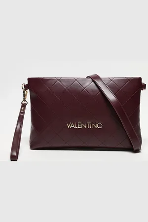 VALENTINO Valentino – Nur Re – Große, gesteppte Clutch-Tasche in Burgunderrot mit Handgelenkschlaufe