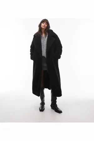 Topshop – Longline-Jacke aus Teddyfell zum Reinschlüpfen in
