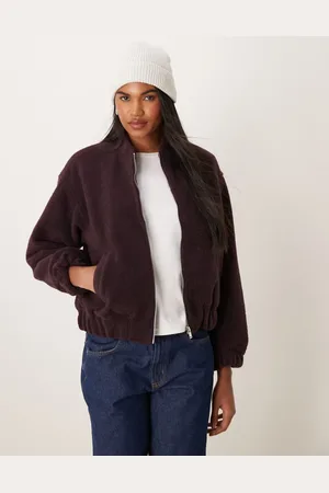 New Look – Strukturierte Oversize-Bomberjacke in Weinrot
