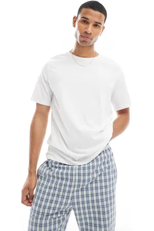 JACK & JONES – Karierter Pyjama in Weiß und